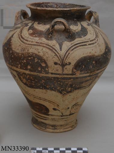 Three-handled clay jar