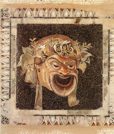 Floor mosaic centrepiece decorated with New Comedy mask of the 'leading servant'