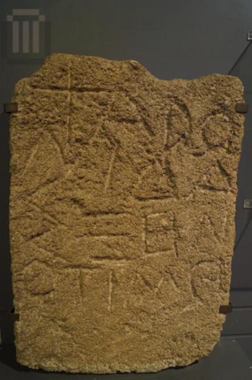 Inscribed grave stele made of poros stone