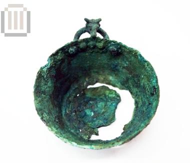 One-handled small bronze bowl