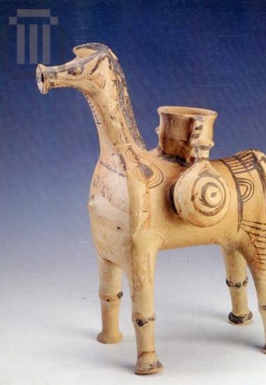 Plastic vase in the form of a horse with painted decoration