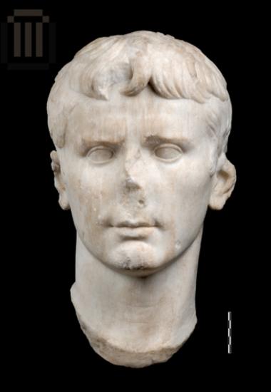Head of portrait bust of Octavianus Augustus