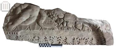 Part of sarcophagus lid with relief decoration