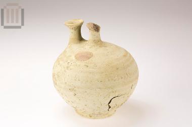 Globular squat stirrup jar
