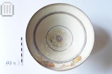 Glass coated pottery bowl