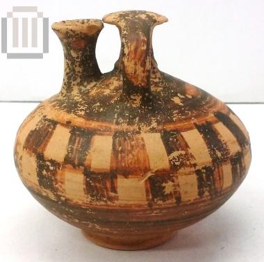 Small globular squat stirrup jar