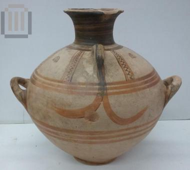 Four-handled piriform amphora