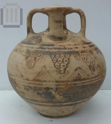 Globular stirrup jar