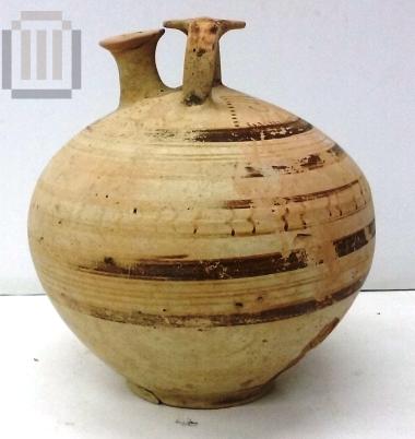 Globular stirrup jar