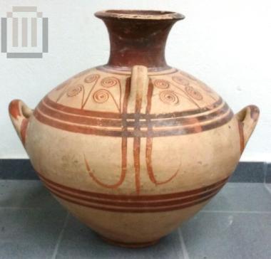 Four-handled lidded globular amphora