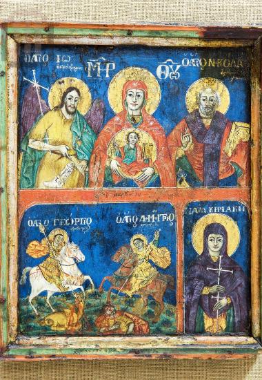 Ιcon with two registers. Mother of God and saints