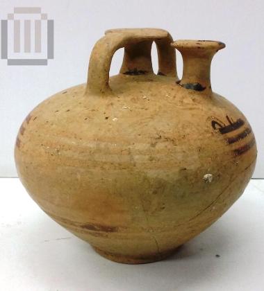 Globular squat stirrup jar
