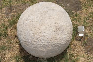 Spherical stone projectile of large caliber cannon