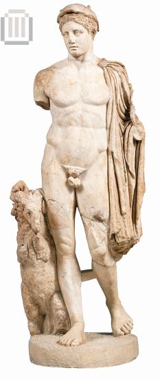 Άγαλμα Ερμή με κηρύκειο και κριάρι.