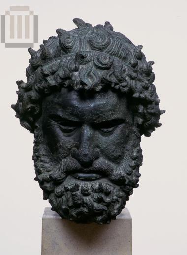 Portrait head of a boxer's statue.