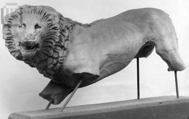Funerary lion statue.