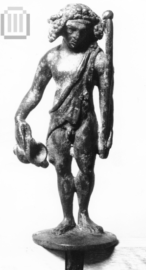 Statuette of young Bacchus with kantharos and thyrsus