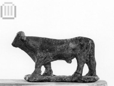 Inscribed figurine of a bull.