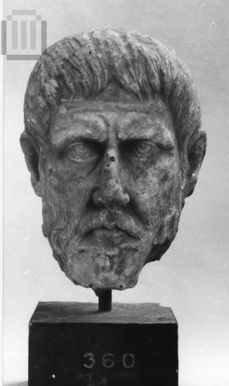 Statue head of a bearded man
