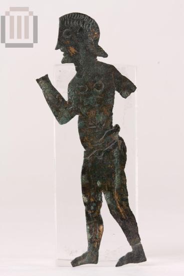 Metal sheet in the form of a male figure.
