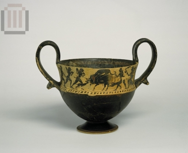 Black figure kantharos, of the Atalanti painter.