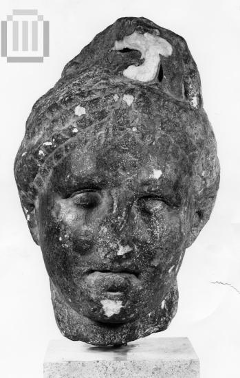 Head of a female figure or  of Apollo statue.