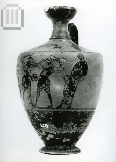 Αττική μελανόμορφη λήκυθος, του Ζωγράφου του Σανδαλιού.