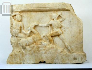 Ανάγλυφη πλάκα με σκηνή κυνηγιού ελαφιού