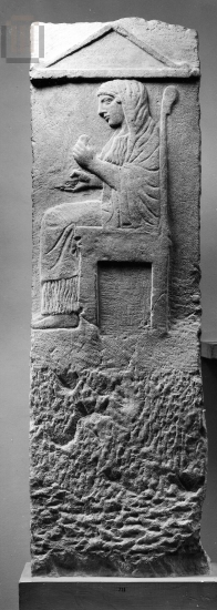 Funerary stele with enthroned female figure