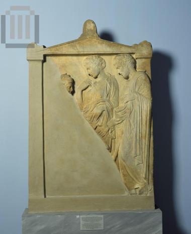 Funerary  stele of  a  seated woman.