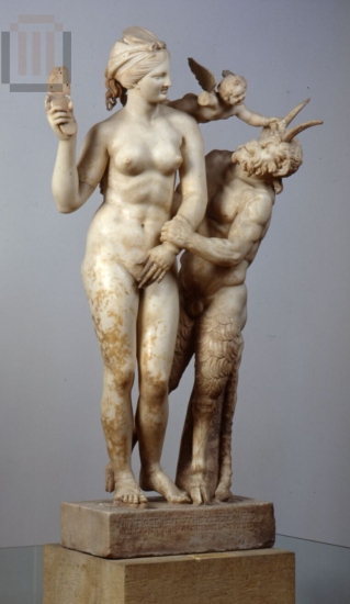 Votive group statue of Aphrodite, Pan and Eros.