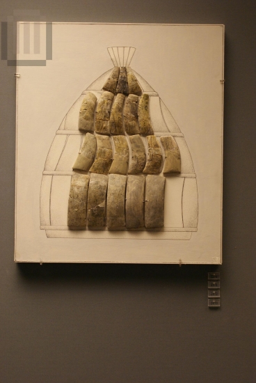 Glass paste model of  a boar's tusk  helmet.