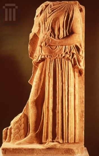 Votive relief with a depiction of the soothsayer-priestess Diotima.