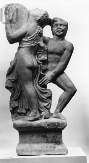 Table support  with statue group of Satyr and Maenad.