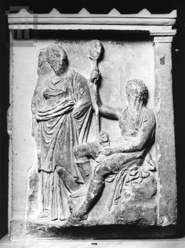 Votive relief with Dionysus and Nymph.