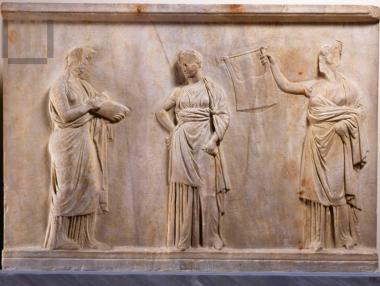 Relief plaque with three Muses.