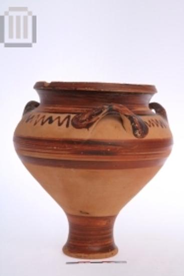 Three-handled miniature piriform jar