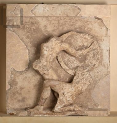 Metope of Athenian Treasury with relief decoration