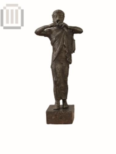 Bronze piper figurine