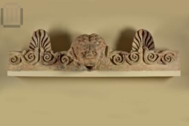 Part of a marble rain gutter with a lion's head spout from the Classical temple of Apollo