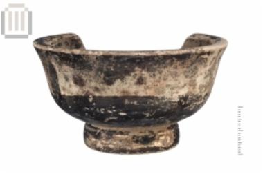 Small clay black glazed handleless hellenistic bowl from Agora