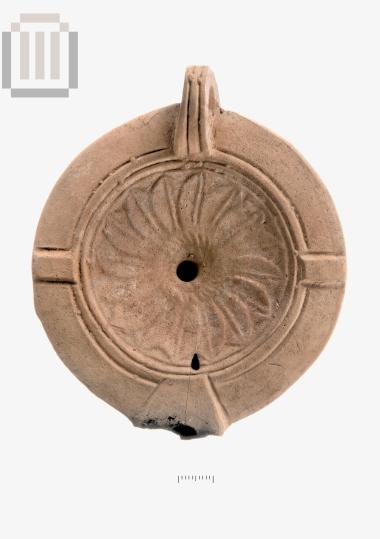 Lamp with relief decoration, signed