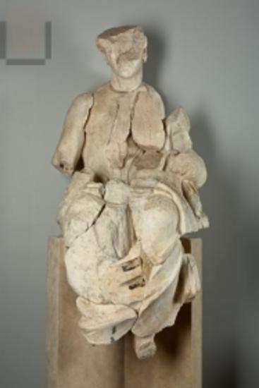 Part of male sculpture from the east pediment of the Classical temple of Apollo