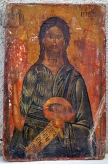 Αμφιπρόσωπη εικόνα: α) ο άγιος Ιωάννης ο Πρόδρομος και β) ο άγιος Δημήτριος, έφιππος