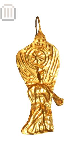 Golden earring of circumcised jewelry foil