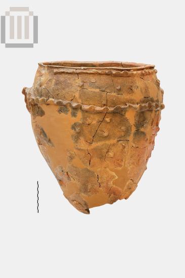 Clay handmade pithos shaped vase from Pyrgos Ragiou