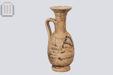 Clay black-glazed juglet with palmette decoration, from Pyrgos Ragiou