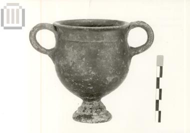 Clay black-glazed kantharos from Kephalochori