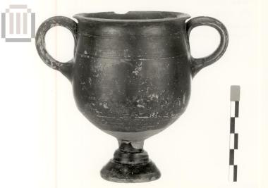 Clay black-glazed kantharos from Kephalochori