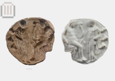 Clay mould depicting a mythological scene from Elea